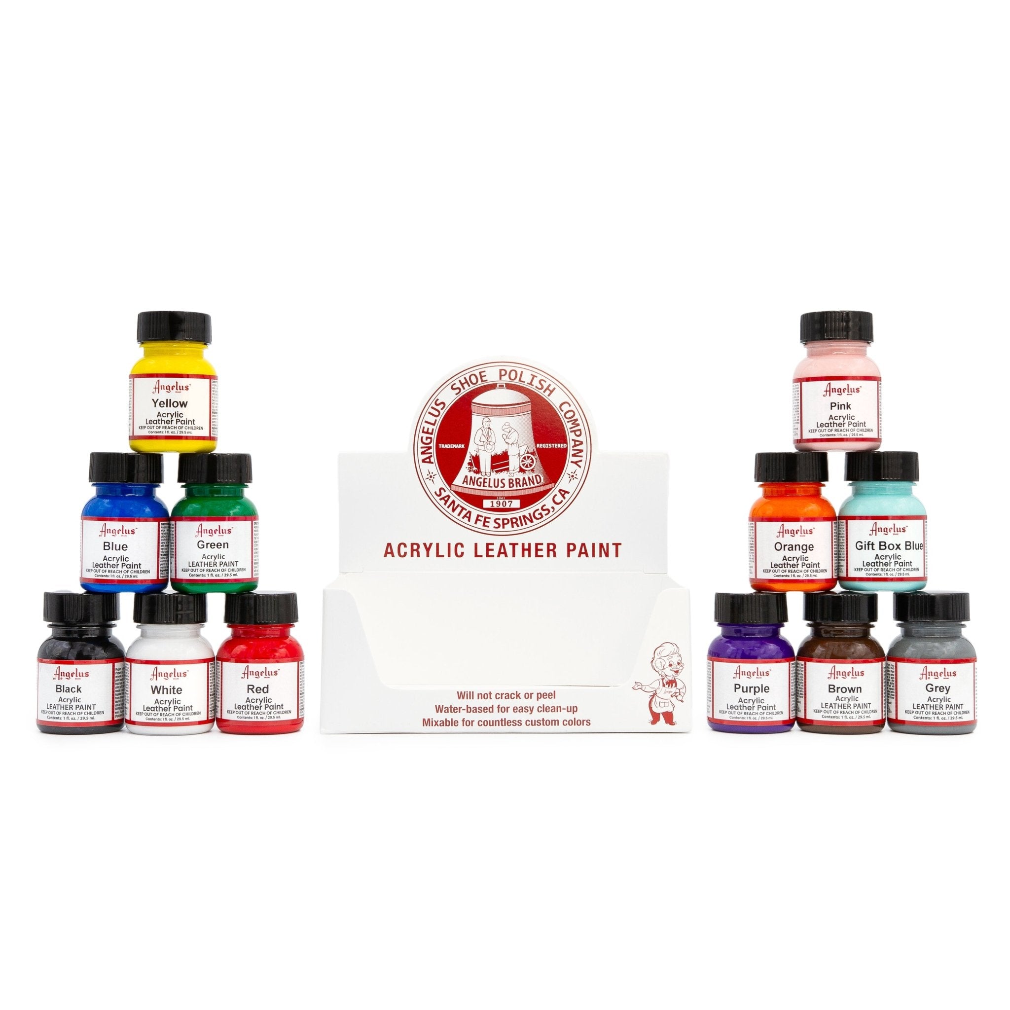 12 Color Acrylic Shoe Paint Kit - Angelus Direct
