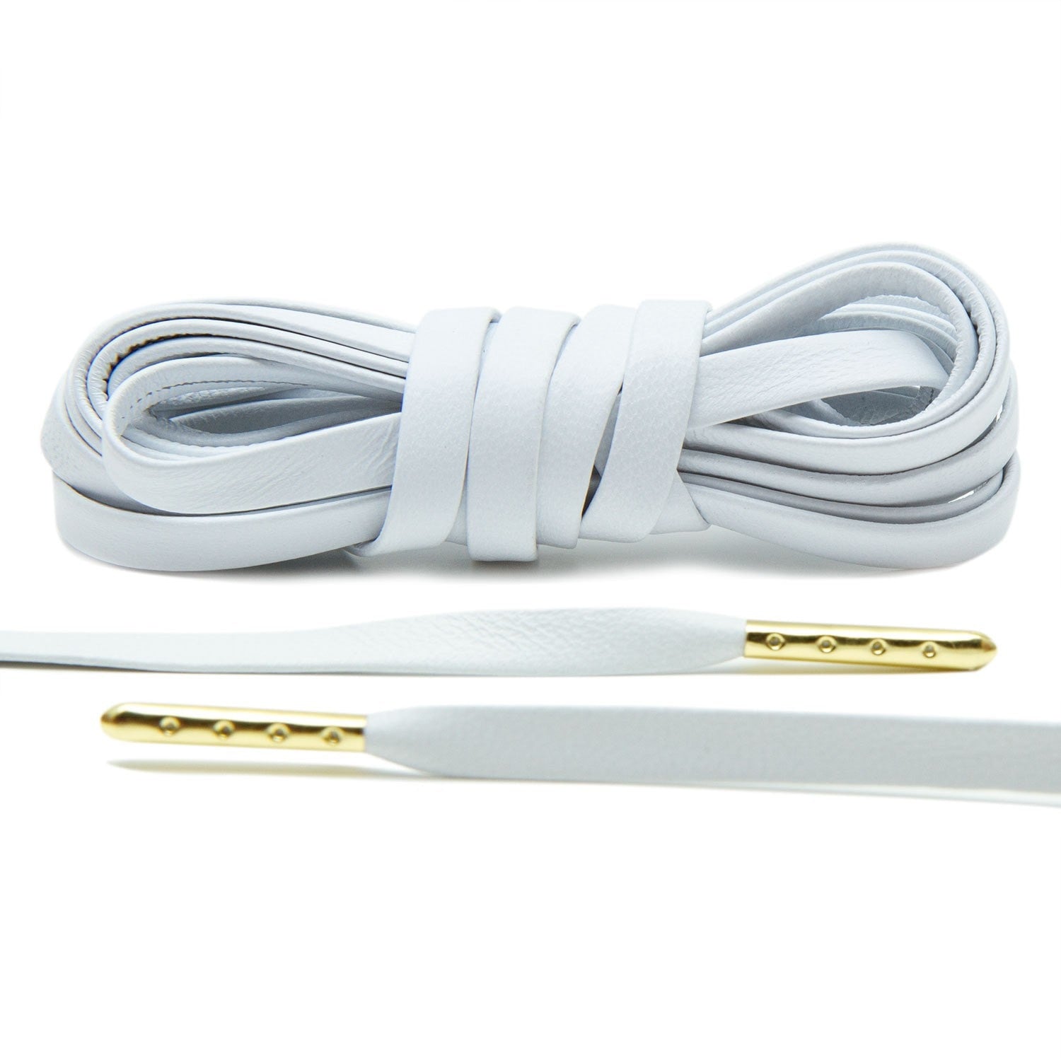 White Luxury Leather Laces - Gold Plated - Angelus Direct